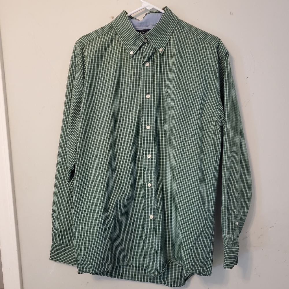 Mens Tommy Hilfiger Long Sleeve Button Down Shirt Green Sz Large